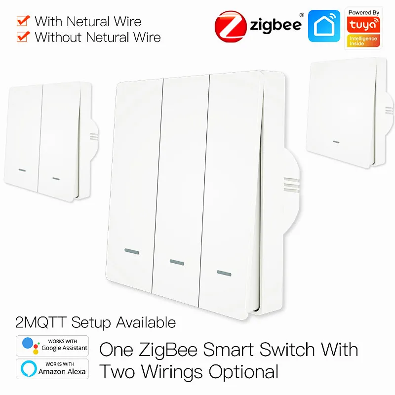 

Tuya Smart Zigbee Switch Wall,Smart Home Gang Wall Light Button Switch No Neutral Wire,Voice Control Work With Alexa Google Home