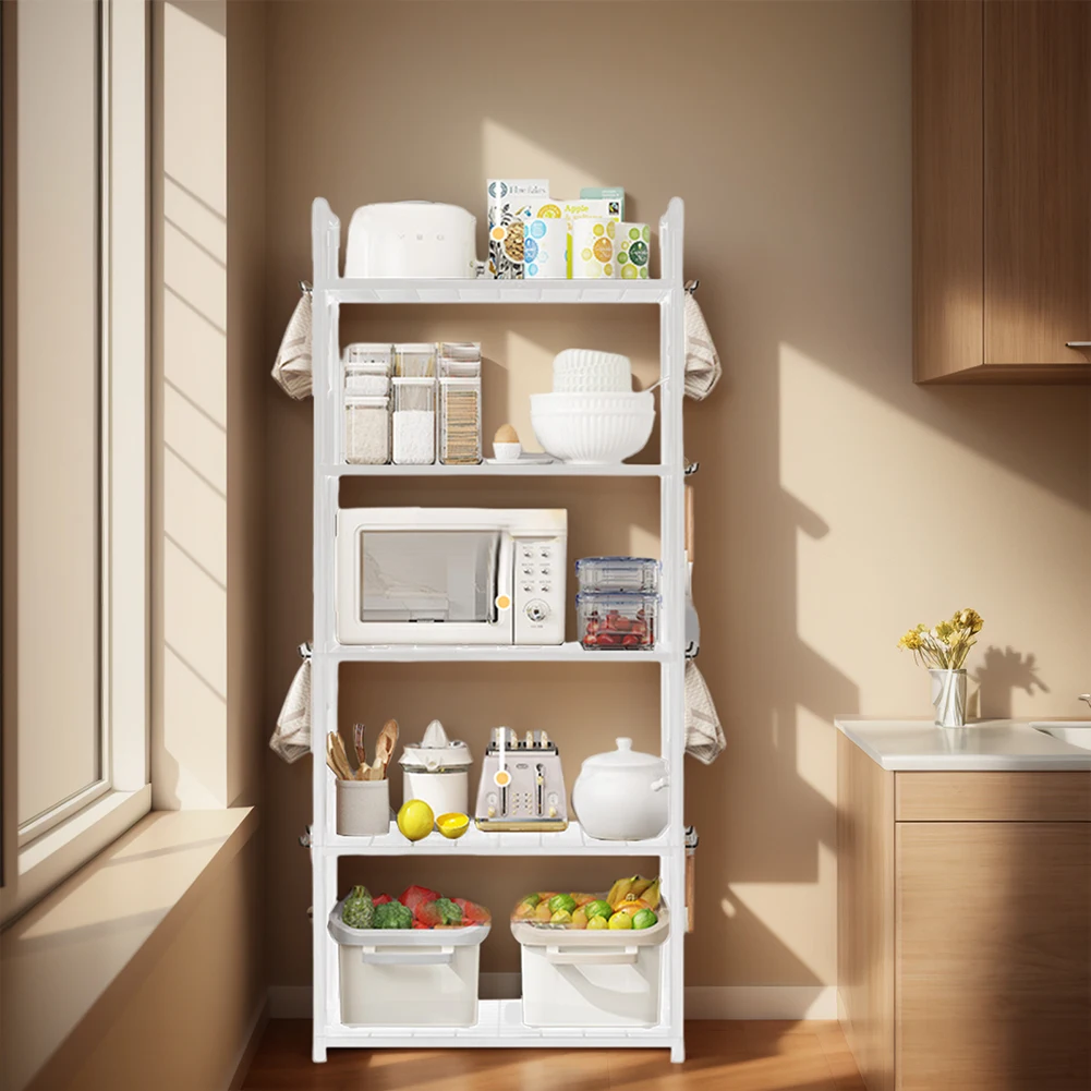5 Tier Storage Shelves Adjustable Shelving Unit 66 Lbs Capacity Standing Shelf for Kitchen Pantry Closet Bathroom Laundry Garage 4