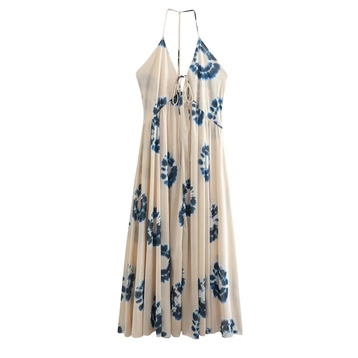 thumbnail image 1 of TEELYNN Vestido sexy sin mangas con escote en V profundo y tirantes sin espalda para mujer, vestido bohemio con estampado para verano, vestidos holgados de gran tamaño para playa, 1 of 5