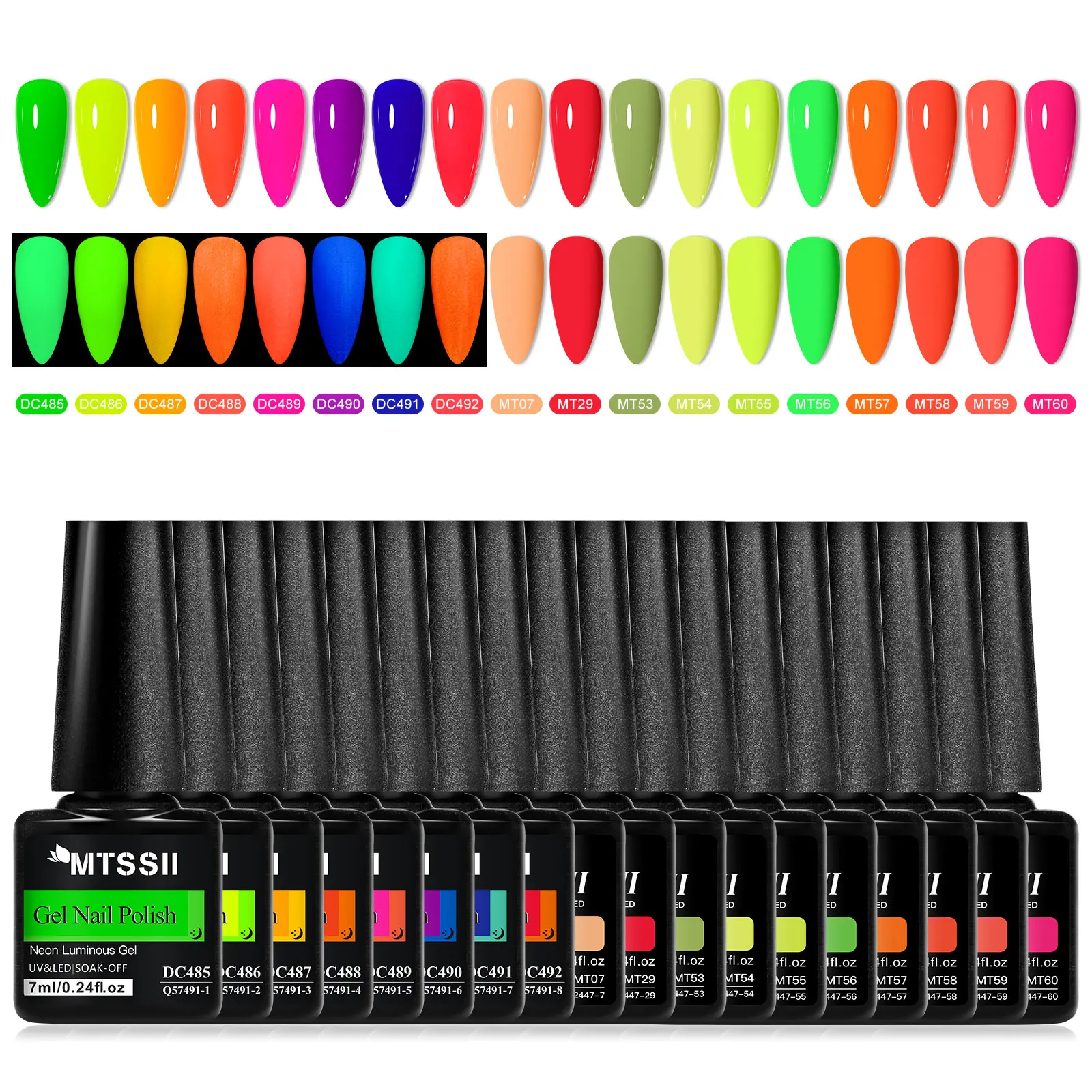 18Pcs/Set Fluorescent Partially Glowing Gel Set Nail Polish Gel Sequins Gel Set UV Semi Permanent Nail Art Varnish Manicure Kit 3