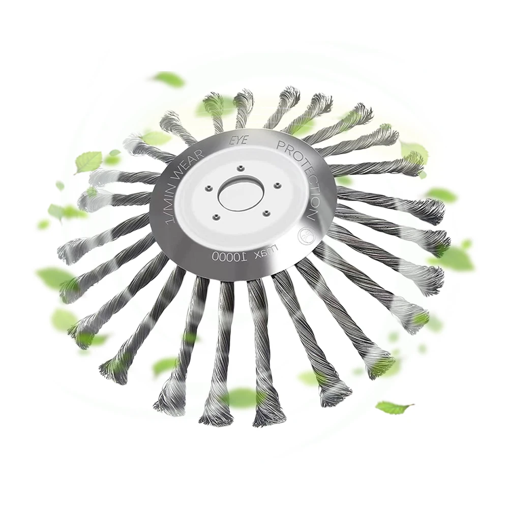 Grass Trimmer Head 10/5/4inch Wire Brush Trimmer Head Removal Rust Knot Steel Wire Grass Trimmer Head Derusting Weeding Wheel Garden Cutter Tools