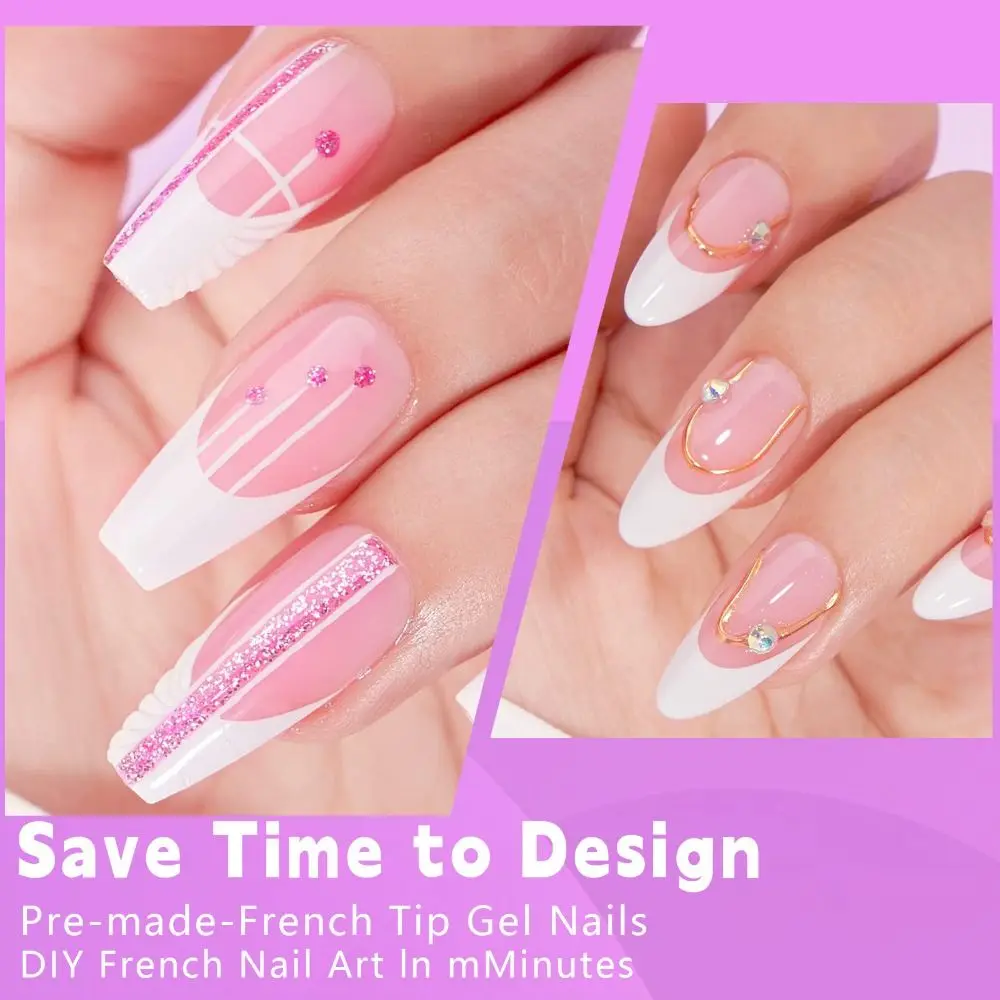 

Wearable Manicure French Fake Nails Fashion Square Head Full Cover Ballet Press on Nails Pointed Head Nail Tips Girl