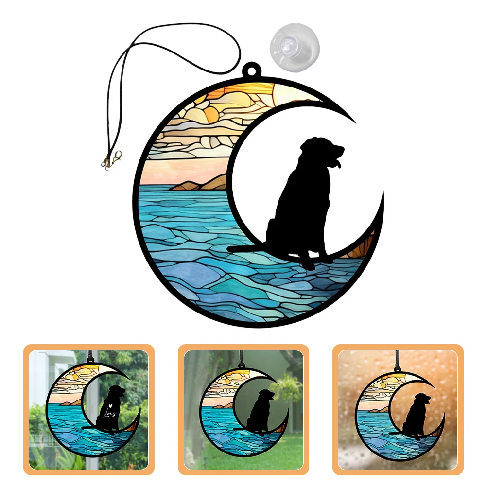 

Dog On Moon Ornament Dog Moon Hanging Pendant Dog Remembrance Gift for Dog Lover Ornament