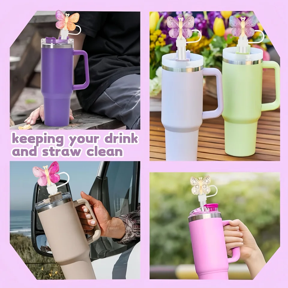 5 Pièces Bouchon De Paille En Silicone Aléatoire, Couvercle De Paille