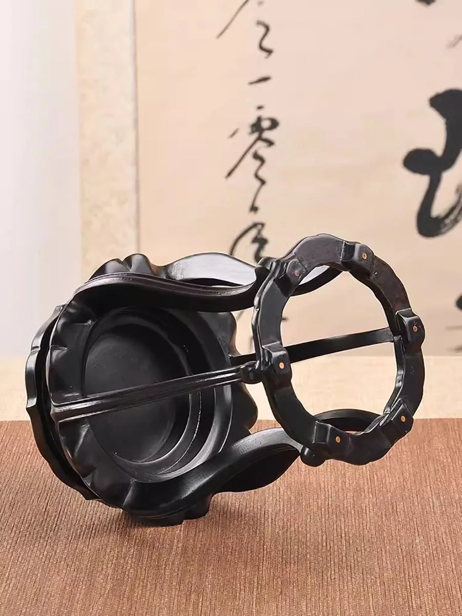 Chinese style solid wood incense burner, purple light, sandalwood, round table, tea pot, bonsai, antique ornament base