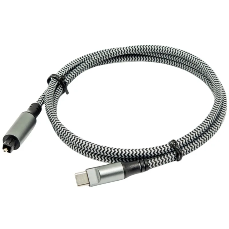 Braided USB-C to Optical Audio Cable with Gold-Plated Connector, 3Ft