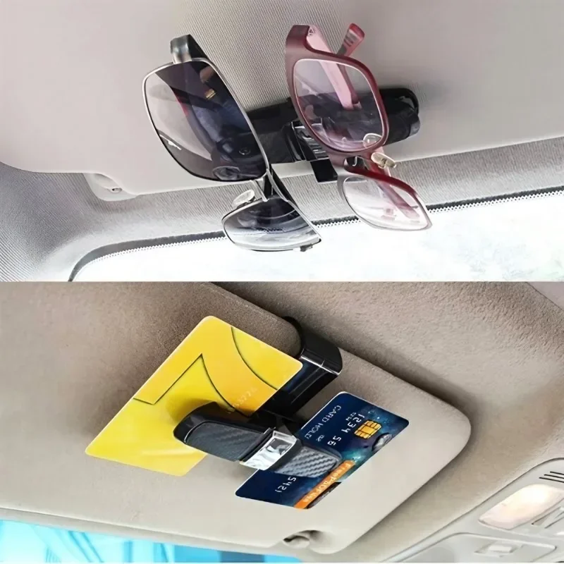 Glasses holder 1PC 180 Degree Glasses Holder for Car Sun Visor Sunglasses Eyeglasses Mount with Ticket Card Clip Car Sun Visor Interior
