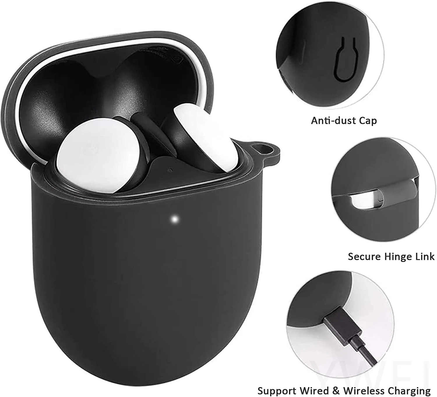 for Google Pixel Buds Pro Silicone Case Protective Cover with key chain Shockproof Earphone Case