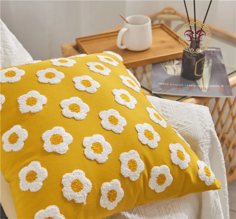 Blue Floral Throw Pillow Cover – Luxury Nordic Decorative Cushion Cover