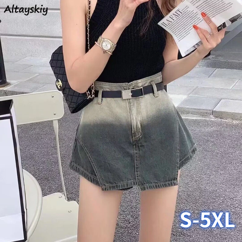 

Gradient Denim Shorts Women S-5XL Hotsweet Streetwear Graceful Summer Female High Waist Popular Loose New Korean Style Design