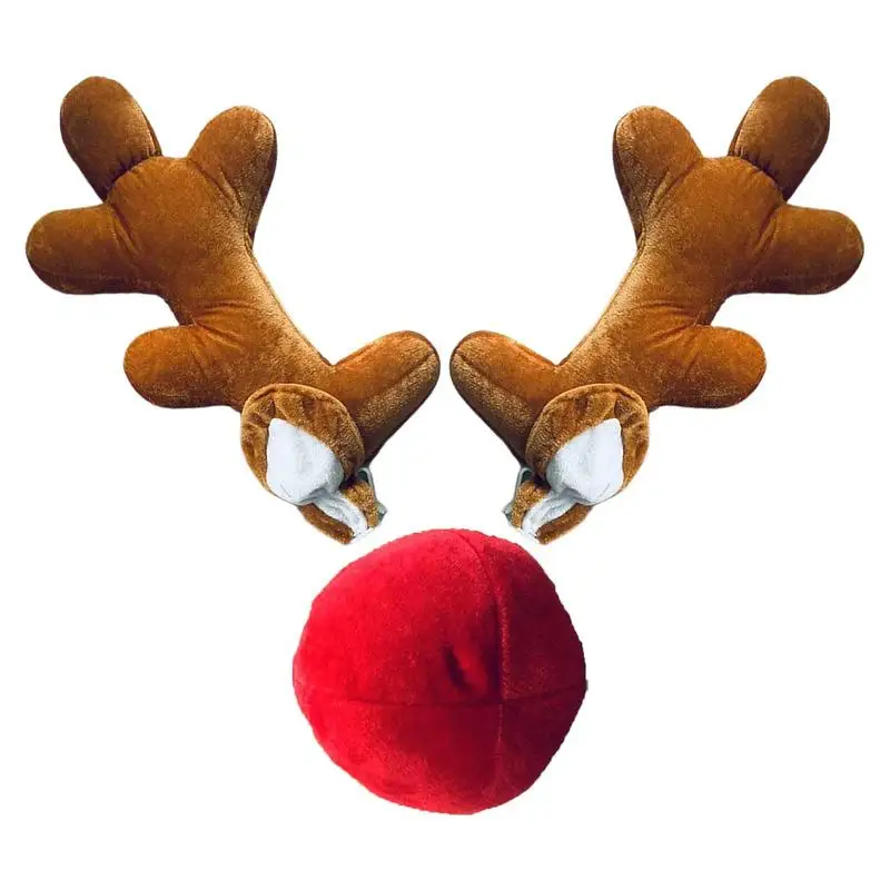 

Reindeer Antlers Car Decorations Antler & Red Nose Reindeer Christmas Car Decorations Weatherproof Deer Red Nose Auto