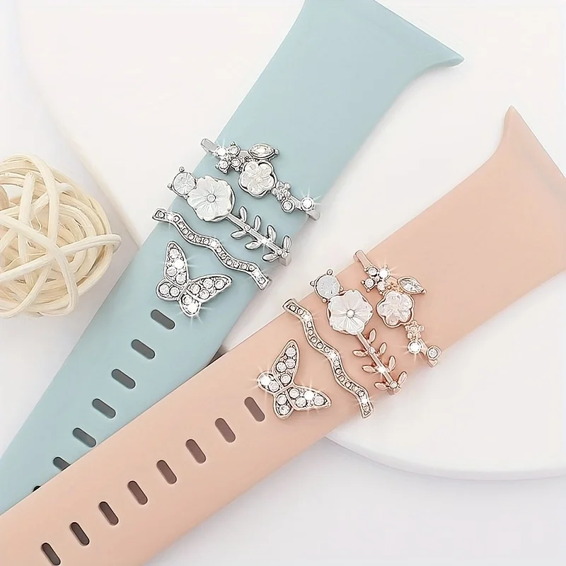 Silicone Strap Decorative Apple Watch Band Ornament Decoration Metal Charms Strap Accessories watch strap charms watch band ornament watch band strap