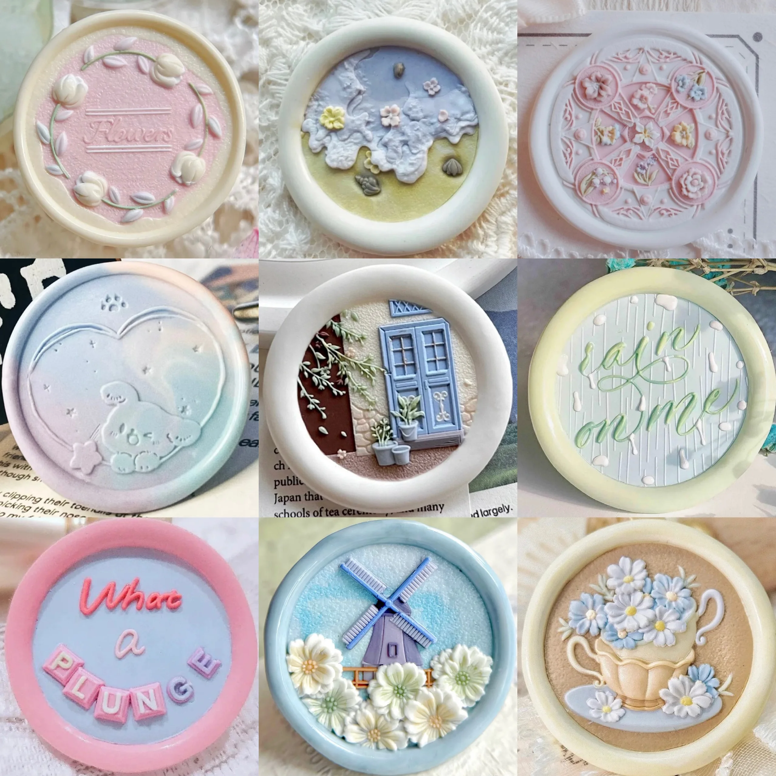 Early Spring Series Fire Seal Wax Stamp Relief Head Rainy Season Cloud Multi-layer Precision Carving Wild Wind Tower Strange ...