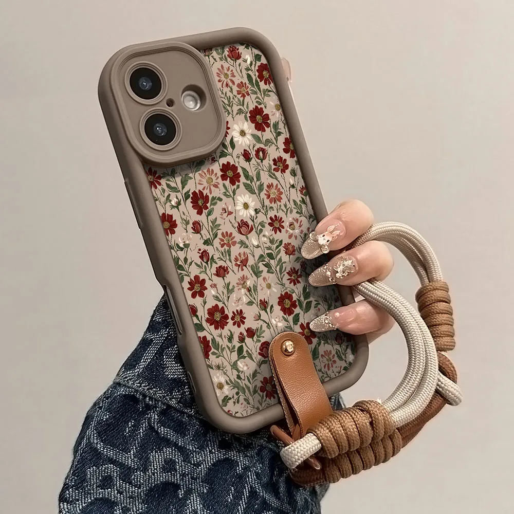 Retro Handykette Hülle Für Xiaomi Poco - Blumen Design_voghion.com