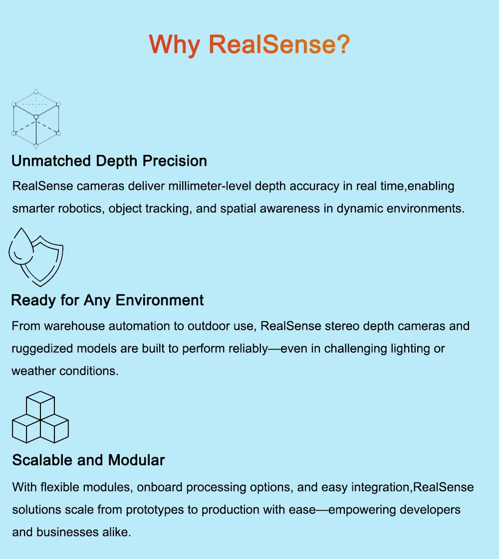 Intel RealSense Depth Camera D435 ROS Binocular 3D Stereo Vision RGB Sensor Glob