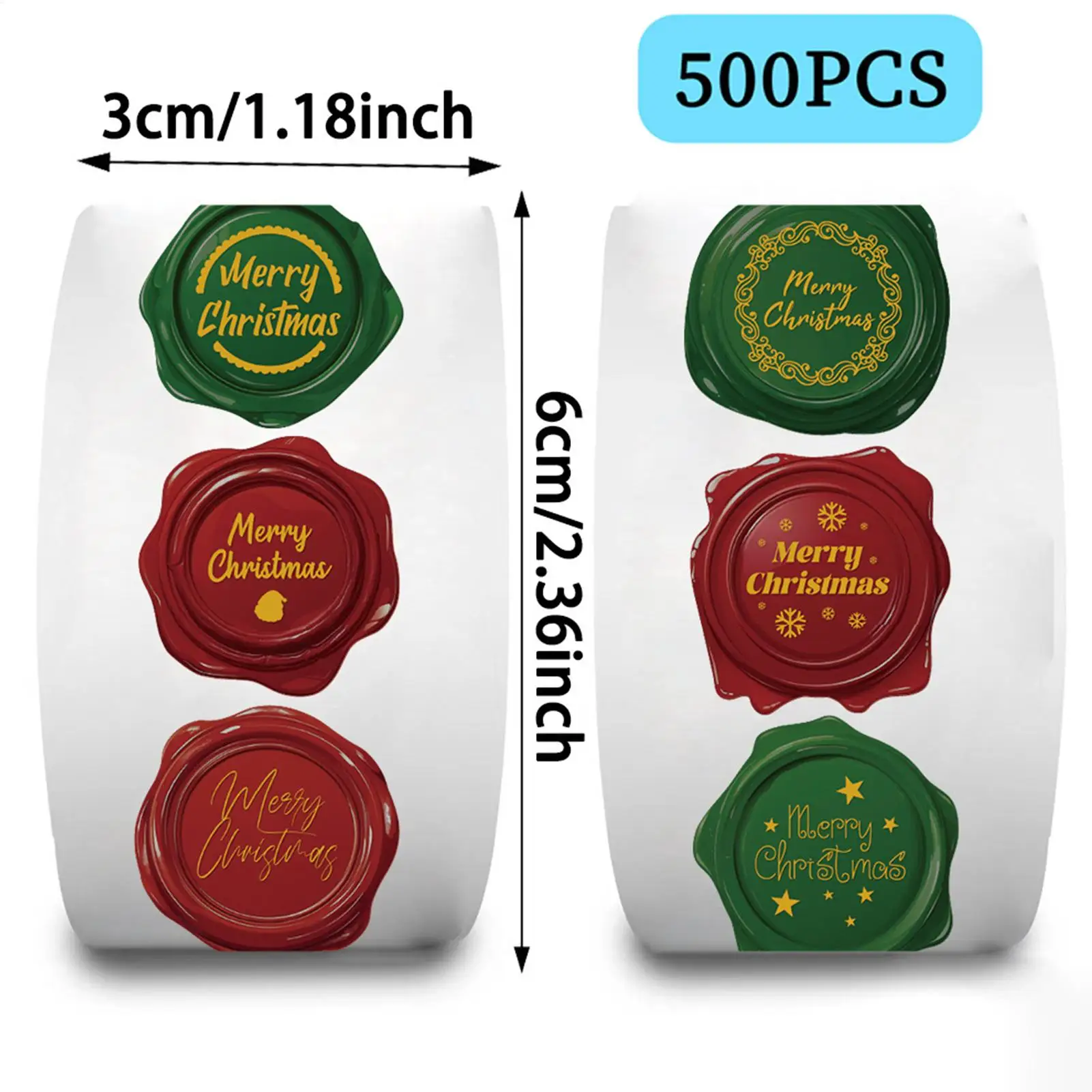 Christmas Envelope Seal Stickers 500 Pieces Holiday Decals Decorative Packaging Seal Sticker Label For DIY Craft Lovers Stocking
