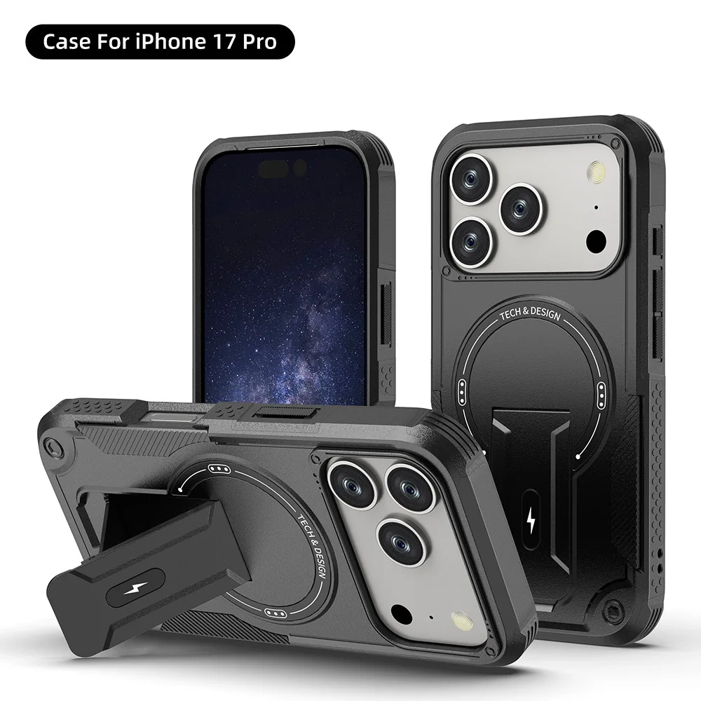 Magnetic Protective Phone Case with Stand and Kickstand Features