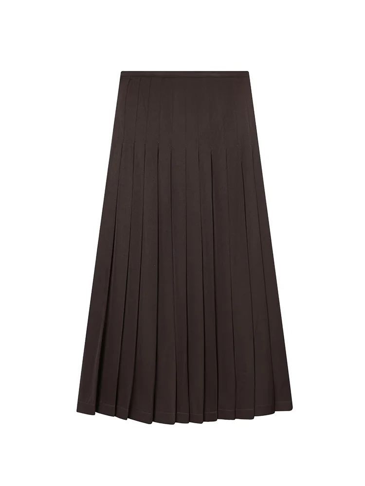 Winter New Women Vintage Long Skirts Solid Elegant Comfortable Leisure Midi Dress Female Fashion A Line Zipper Pleated Skirts