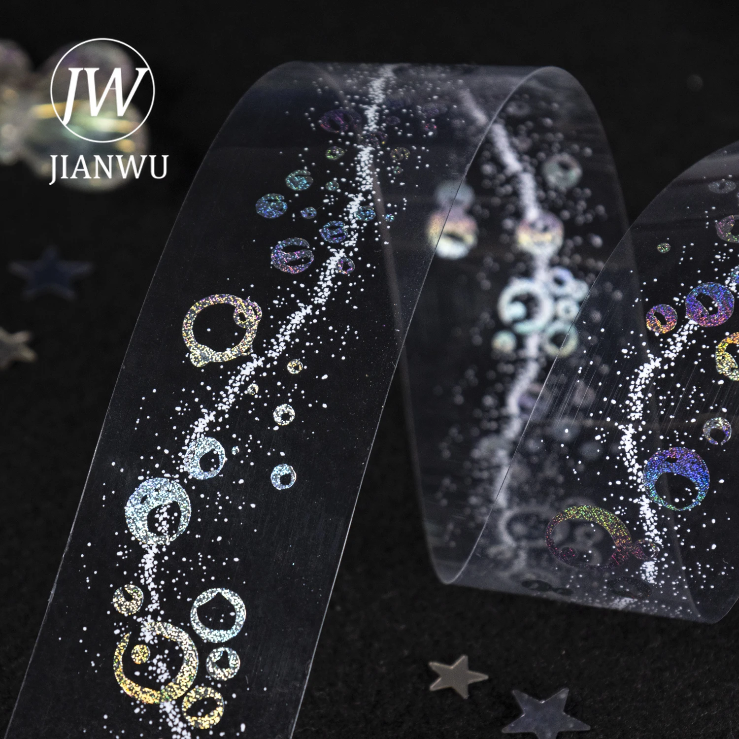 JIANWU 별이 빛나는 시리즈 빈티지 별 눈송이 풍경 소재 콜라주 PET 테이프 창의적인 DIY 저널 문구