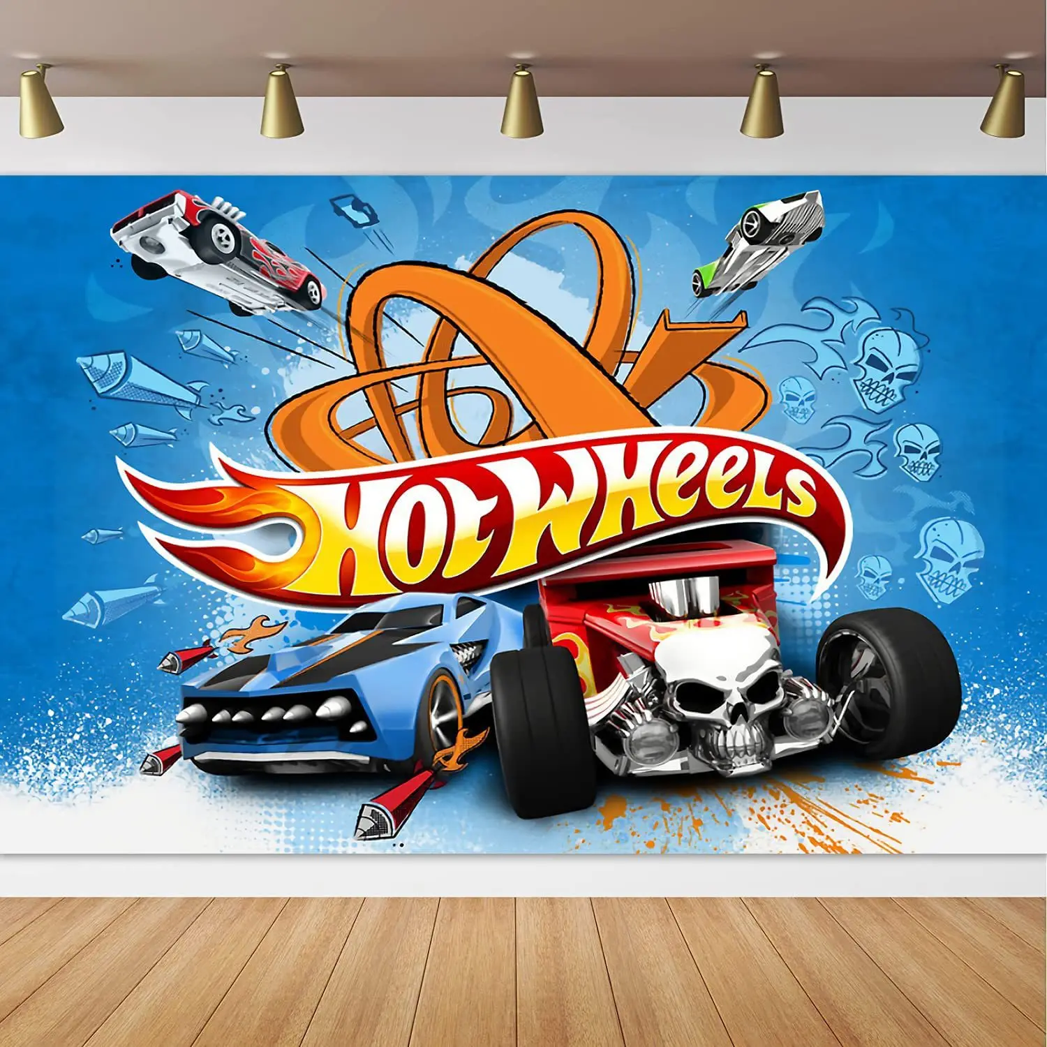 

Racing Car Backdrop Hot Wheels Wild Racer Runway Boy 1st Birthday Party Custom Photography Background Photo Booth Decor Supplies
