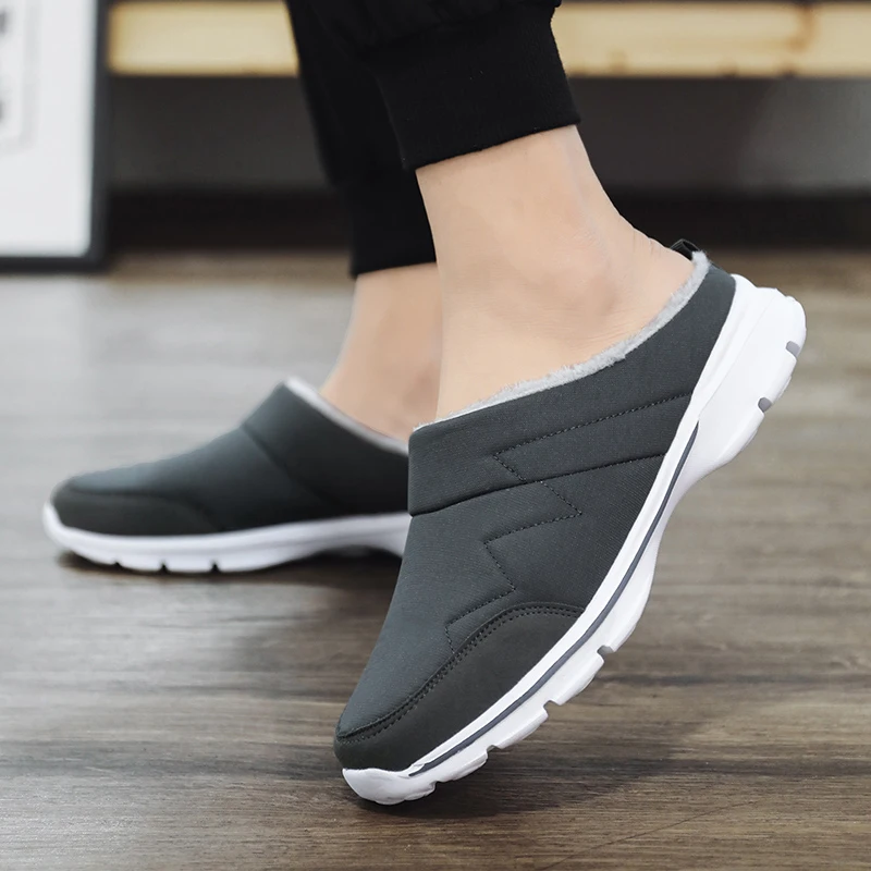 Winter Men Women Plush Slippers Home Indoor Warm House Cotton Shoes Room Lightweight Anti slip slippers big size 36-48