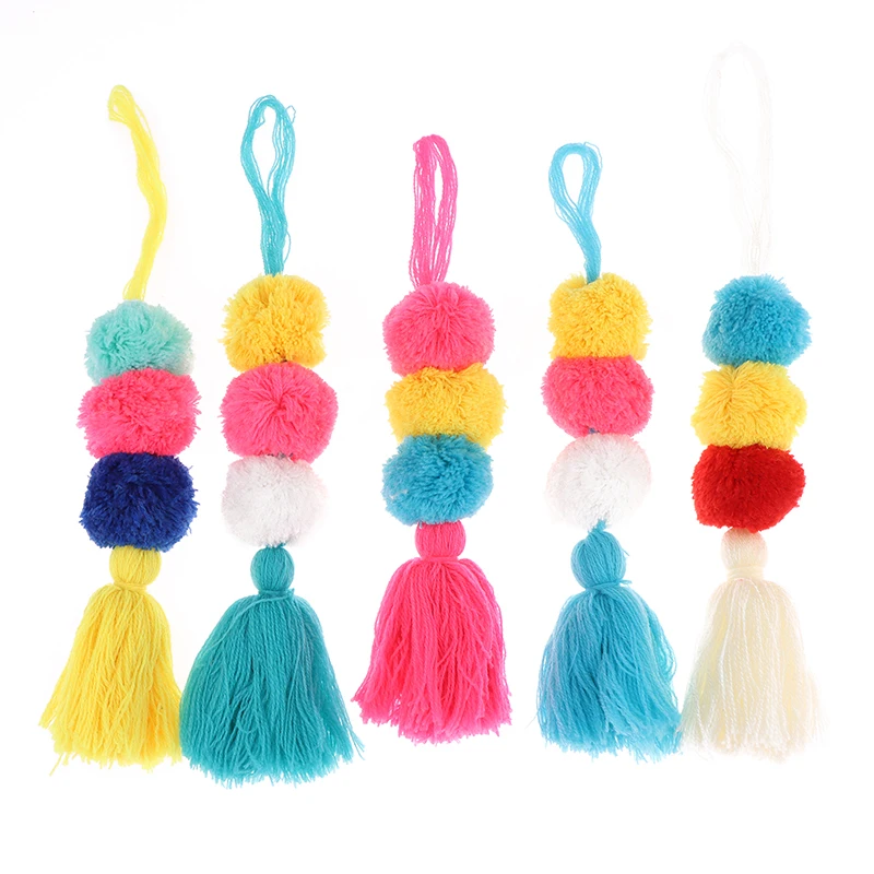 

Bohemia Colorful Pompom Keychain Lovely Tassel Lanyard Keyring Handbag Key Holder Ornaments Pendant Accessory Women Waist Wallet