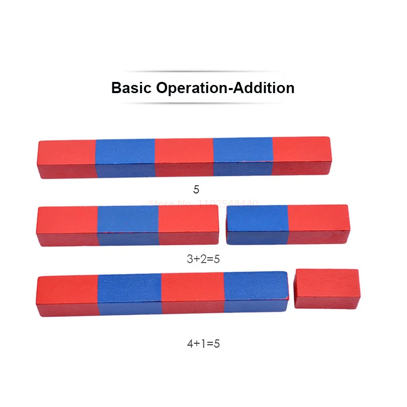 Red And Blue Number Bar Family Kindergarten Montessori Teaching Aids Addition And Subtraction Baby Training Educational Math Toy