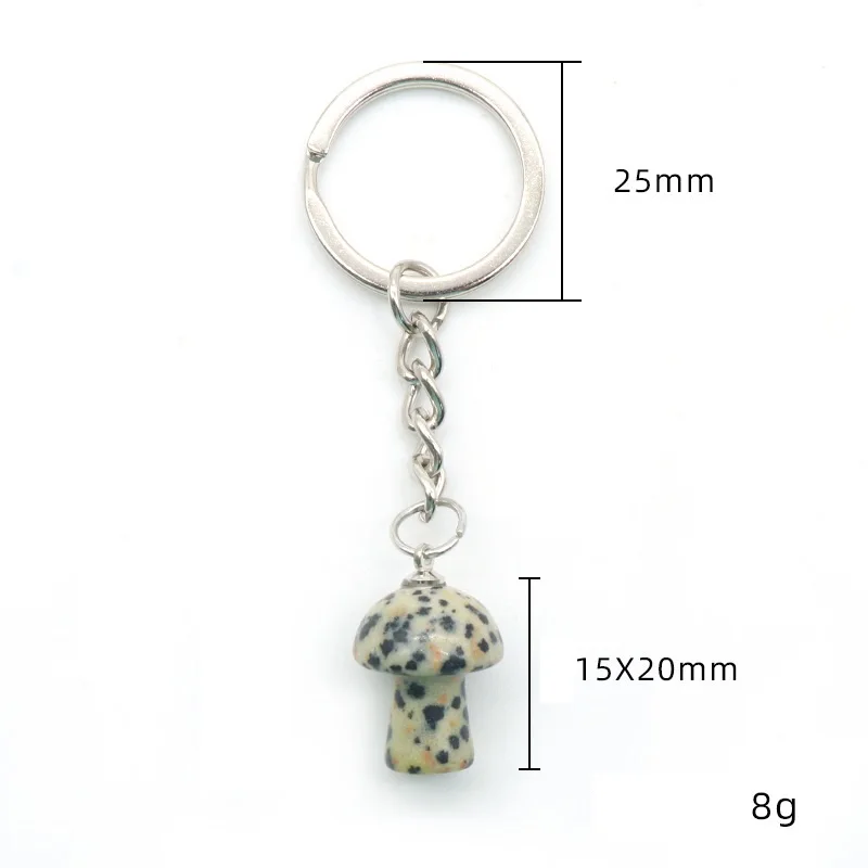 Mini Mushroom Statue Key Rings Chains Natural Stone Carved Charms Keychains Healing Crystal Keyrings for Women Men
