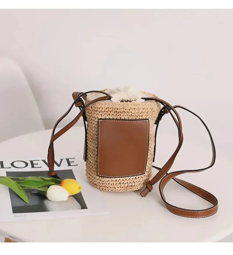 2025 New Raffia Straw Bucket Bag Woven Crossbody Bag for Beach Vacation Versatile Summer Bag Fashionable Country Style - Image 2