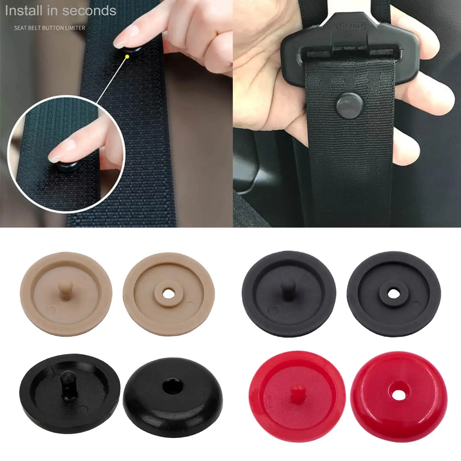 Seat Belt Stop Buttons Prevent Seat Belt Buckle from Sliding Down 10 Pairs Seatbelt Stopper Kit