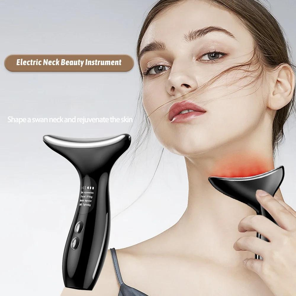 Face and Neck Care Instrument Vibration Lift Firming Beauty Instrument Photon Tender Skin Light Wrinkle Beauty Instrument ems microcurrent v face instrument double chin remover lifting vibration hot compress facial massager facial lifting skin care