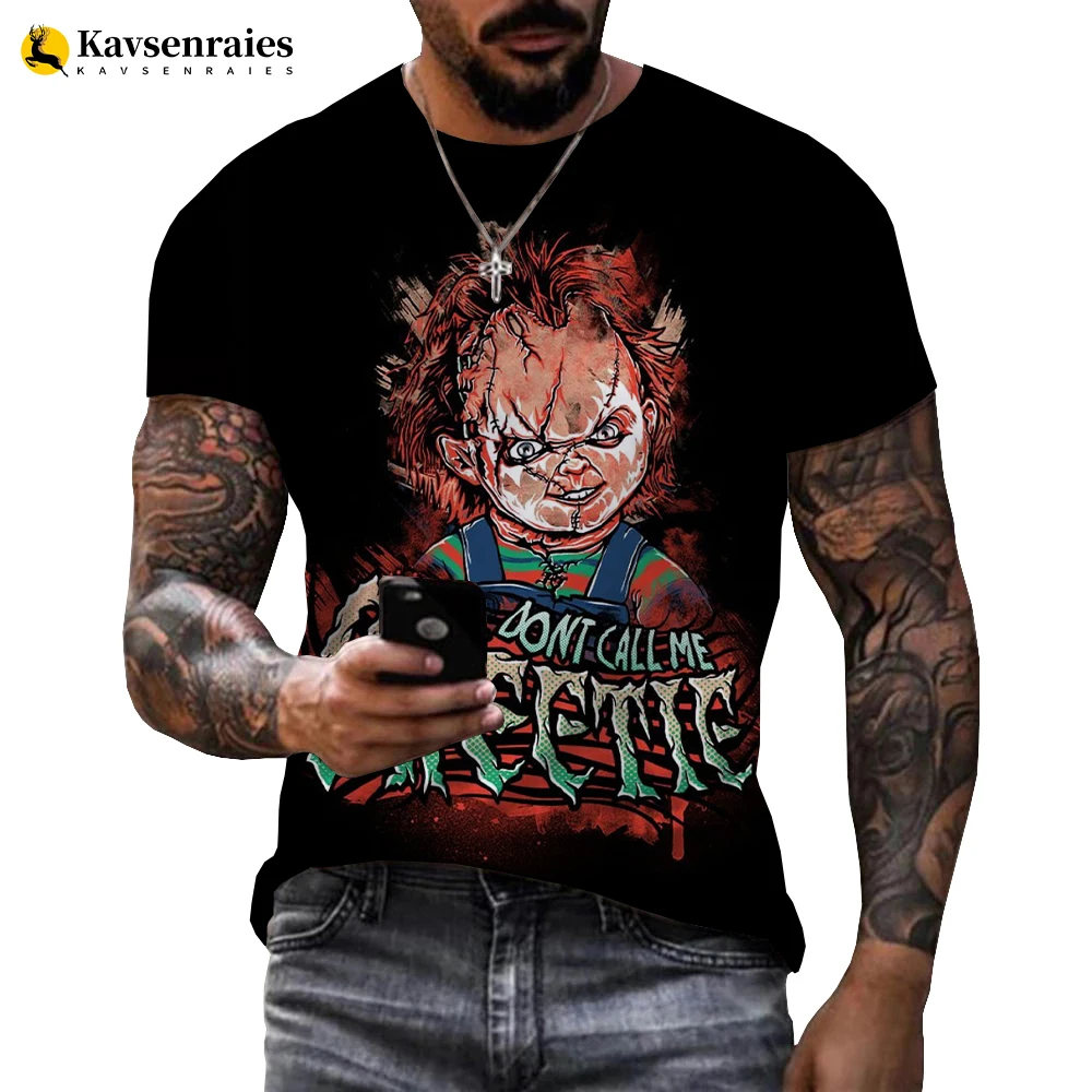 

New Chucky Doll Halloween Horror Printed 3D T-shirt Men Women Summer Casual Cool Short Sleeve Streetwear Oversized Tshirt 6XL