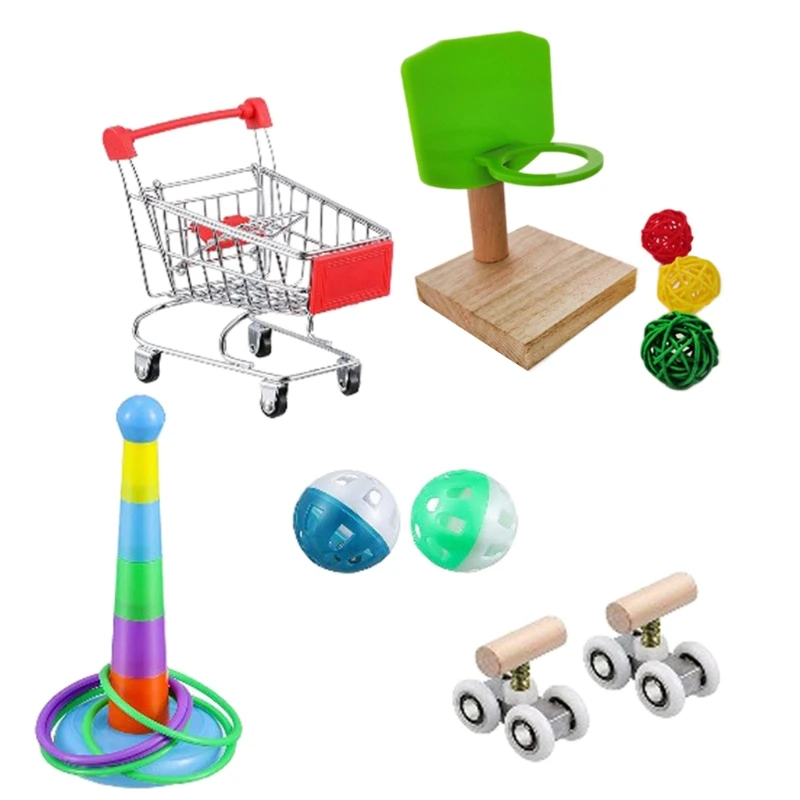 

Bird Training Parrot Training Roller Skates Toy Small Finger Intelligence Mini Roller Set