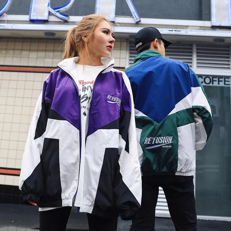 

College Style Varsity Sport Hoodie Men Spring Letter Embroidery Bomber Casual Street Loose Patchwork Y2k Zip Sweatshirt Couple