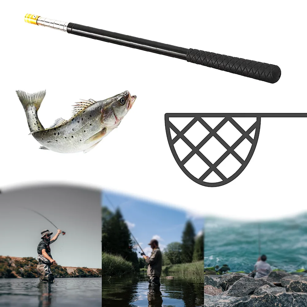 1.5M Retractable Fishing Landing Net Rod Stainless Steel Landing Net Pole Fishing Rod Pole Telescopic Landing Net Handle