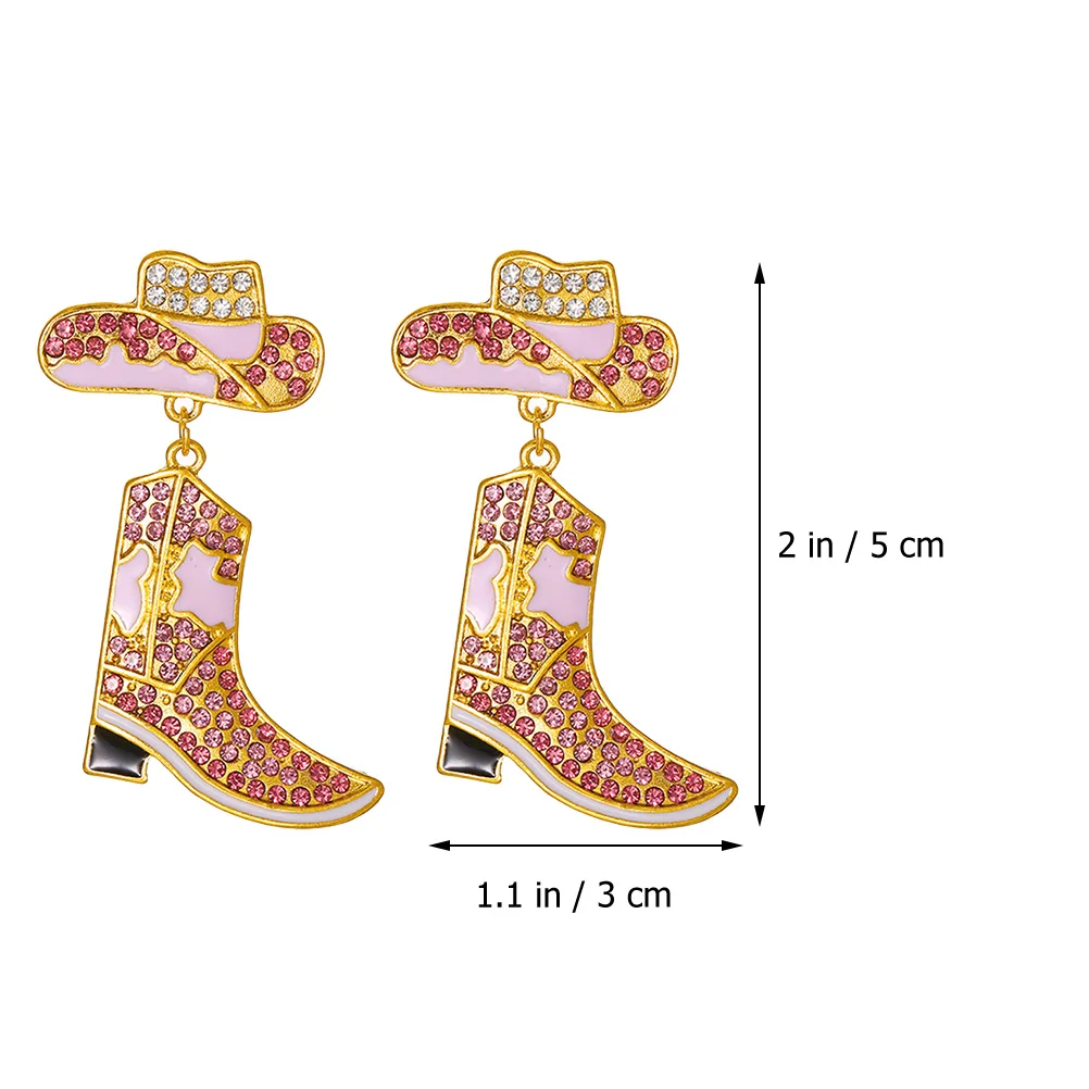 2024 New Metal Cowboy Earrings Boot Hat Pendant For Women Fashion Holiday Party Pink Jewelry Ear Accessory Gifts Wholesale Decor 4
