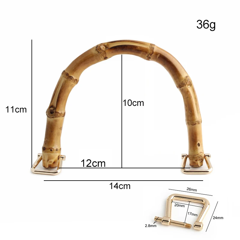 1/2PCS Borsa da donna in vero bambù con manico a forma di U Borsa in pelle Maniglia decorativa con fibbia in metallo Accessori hardware fai da te - immagine 2