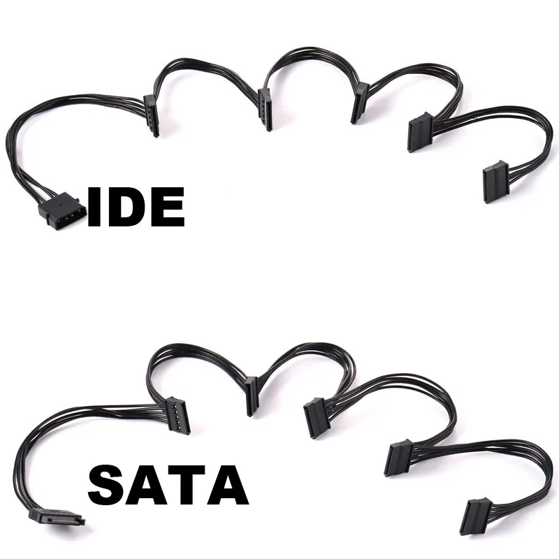 4Pin Ide Maschio 1 A 5 Sata 15Pin Hard Drive Alimentatore Cavo Splitter Cavo Per Pc Fai Da Te Sever 4-Pin A 15Pin Di Alimentazione 60Cm