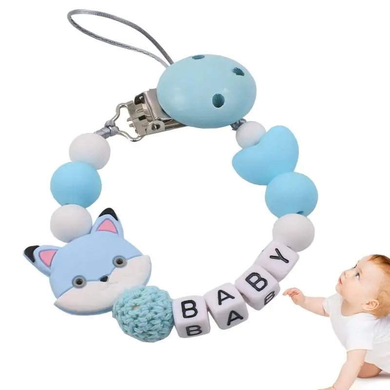 

Silicone Pacifier Strap With Clip Soft Flexible Pacifier Beads Clip Rust-Free Bear Design Pacifier Holders For Teething Relief