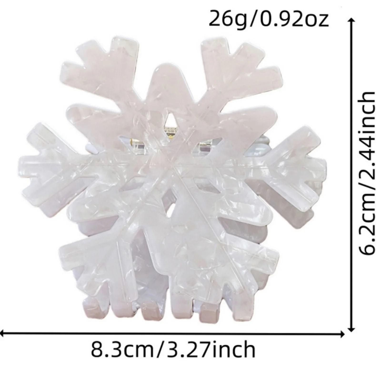 1PC Snowflake Hair Claw Clips, White Winter-themed Hair Accessories, Elegant Iridescent Hair Clips For Women, Festive Christmas