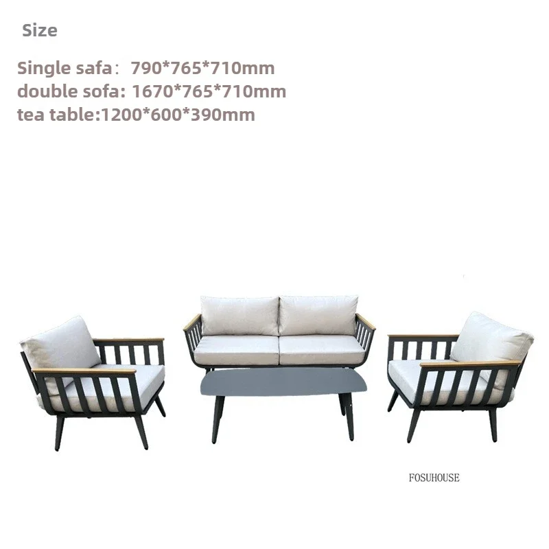 Nordic Outdoor Sofas Villa Courtyard Leisure Chairs Outdoor Furniture Garden Terrace Waterproof Sunscreen Aluminum Alloy Sofa EE