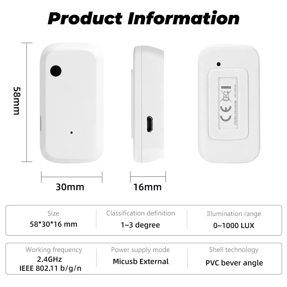 Light Sensor Tuya WiFi ZigBee Luminance Illumination Brightness Detector Home Automation Smart Life Device Linkage