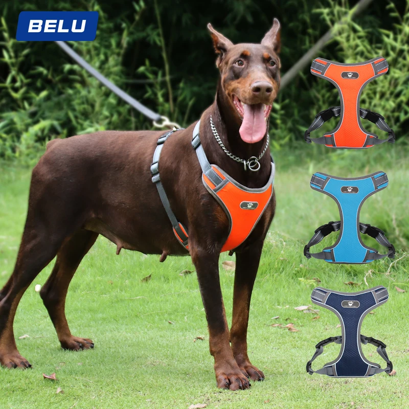 Adjustable Large Dog Harness Personalized Reflective Dog Harness Vest
