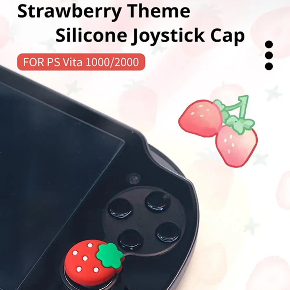 PS Vita 1000/2000 딸기 모양 보호 캡용 4pcs 실리콘 소프트 엄지 스틱 그립 캡 조이스틱 커버