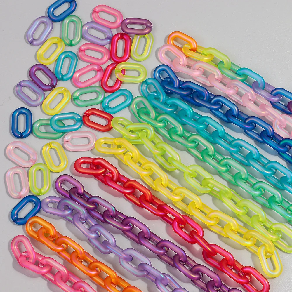 

15pcs Big Matte Acrylic AB Colorful Oval Links Chain Beads for Making Jewelry DIY Bracelet Necklace Glasses Chains Accessories