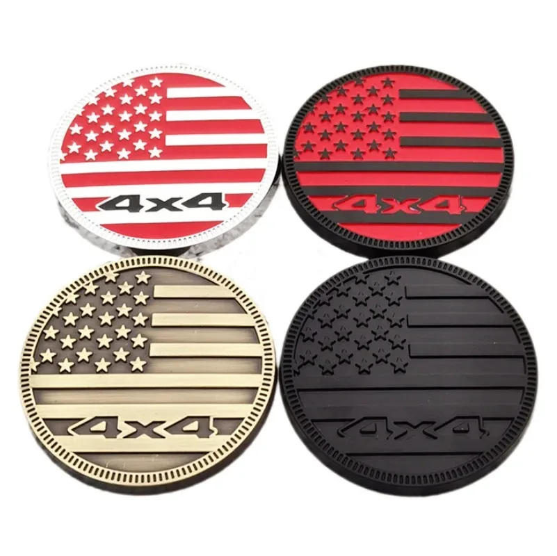

3D Metal Car Side Fender Rear Trunk Badge Emblem Sticker 4X4 US Flag For Jeep Wrangler Grand Cherokee Dodge Ford Accessories