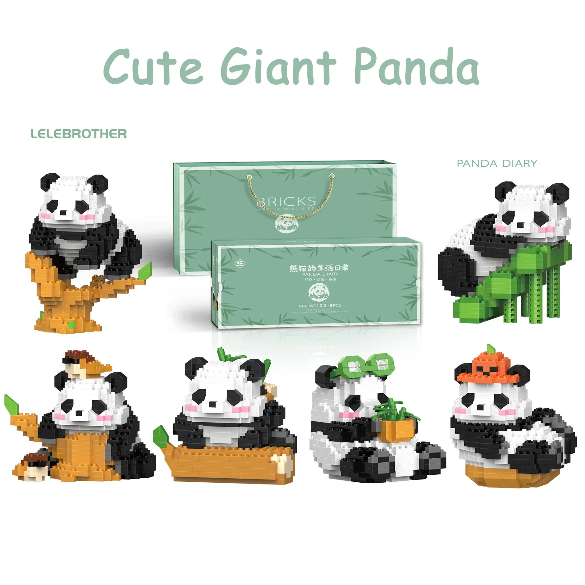 

Panda Menglan Fubo micro-granular building blocks assembled toy doll tide play ornaments Hot selling in stock Cute Panda