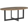 Solid Wood Oval Coffee Table with Cross Metal Legs, 47.9" Industrail Bar Cocktail Table for Living Room Kitchen Office 5