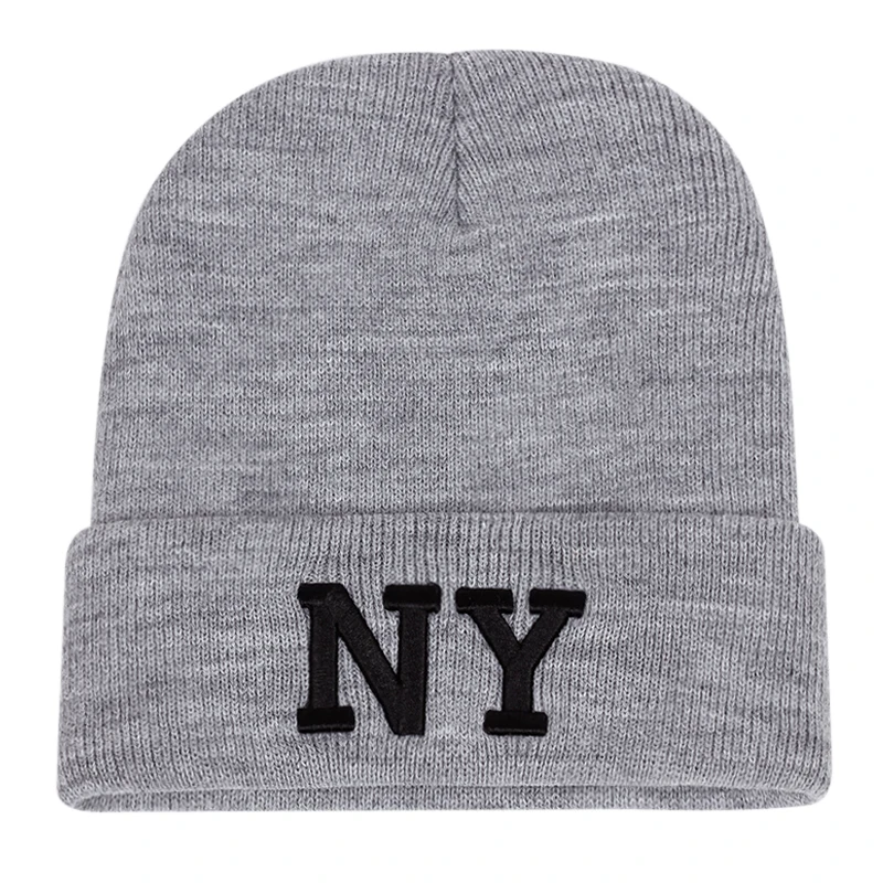 Neue männer Mode NY Brief Stickerei Gestrickte Hut Winter Warme Outdoor Sport Hut Weiche Beanie Hut Für Männer Frauen Casual wolle Hüte – Detail 8