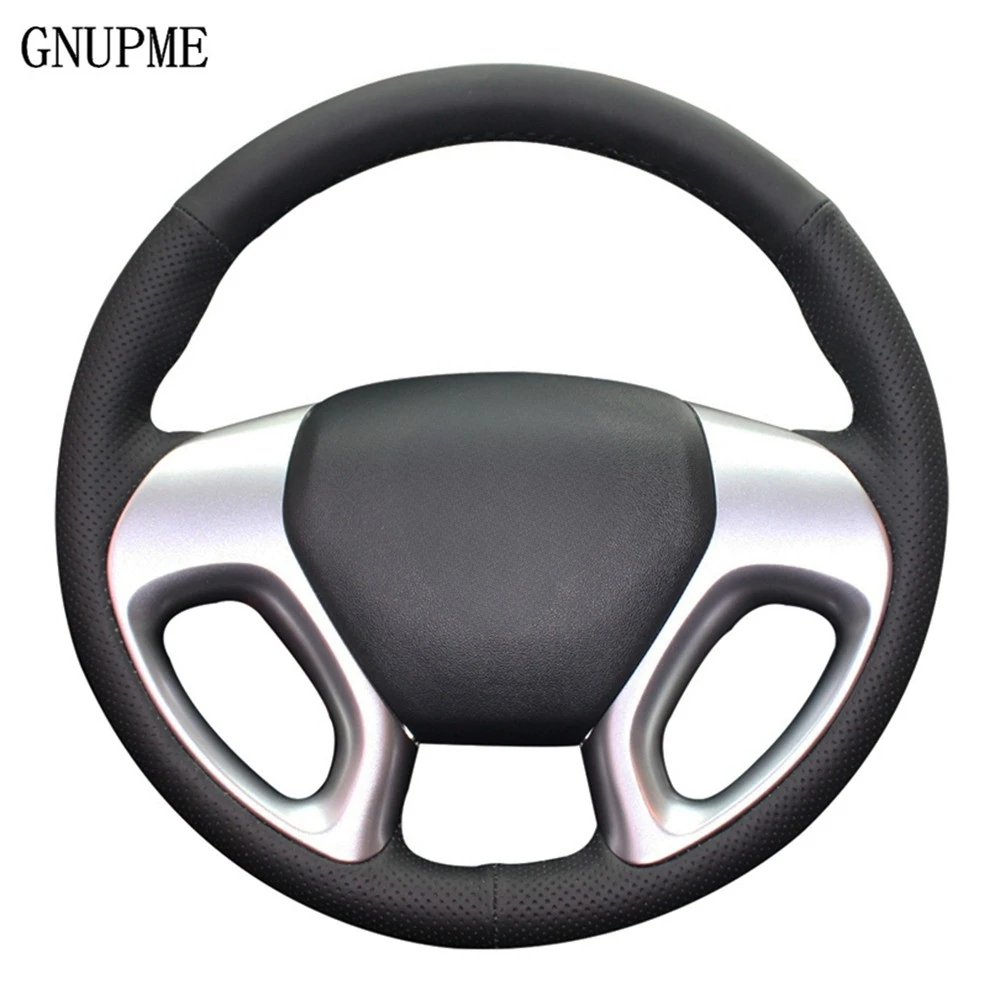

DIY Black Genuine Leather Car Steering Wheel Cover For Hyundai ix35 2011-2015 Tucson 2 2010 2011 2012 2013 2014 2015